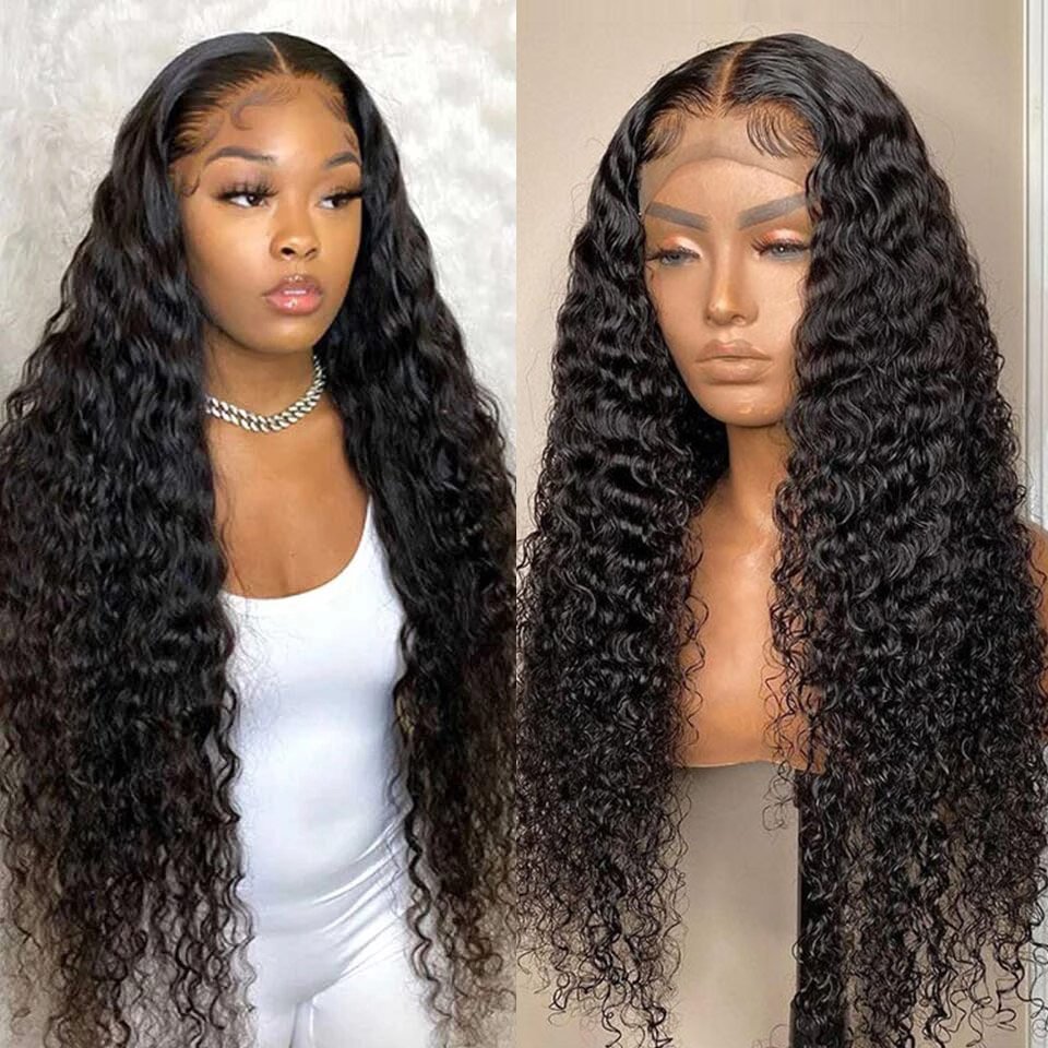 13x4 Deep Wave Frontal Wig HD Lace Transparent Frontal Wig Water Wave Glueless Curly Lace Front Human Hair Wigs For Women T Remy US Mall Lifes