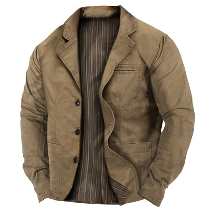 Men's Lapel Double Pocket Button Outdoor Jacket Men's Lapel Double Pocket Button Outdoor Jacket