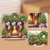Diamond Painting Wooden Fireplace Green Stockings Table Ornament