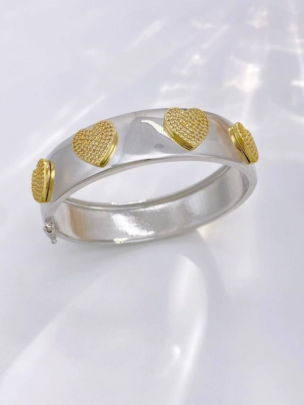 Vintage Style Classic Style Star Moon Heart Shape Copper Zircon Mixed Metal Plating Bangle