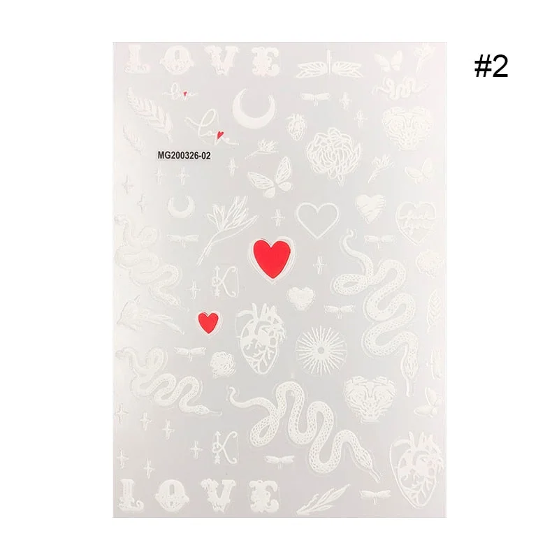 Summer Design 3D Stickers For Nails iridescent Black Gold Flower Leaf Series Decorations Sliders Nail Art Sticker Decals