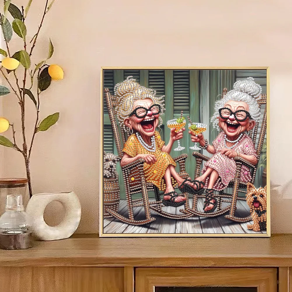 Diamond Painting - Partial Special Shaped Drill - Funny Granny(Canvas|30*30cm)