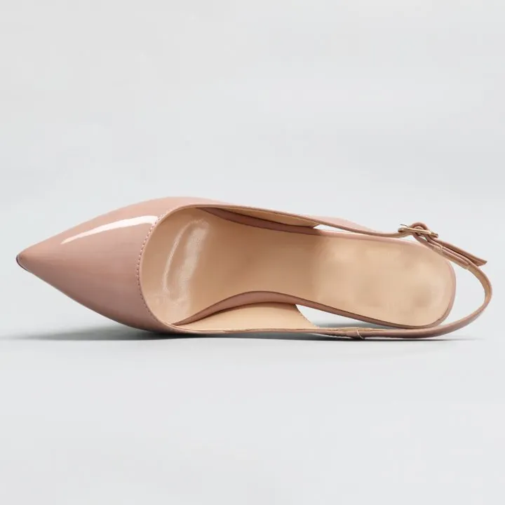 90mm Women's Pointed Toe Slingback Heels Pumps Comfortable Daily Red Bottoms Shoes-vocosishoes