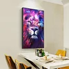 DIY 5D Full Drill Round Diamond Color Lion Painting Kit Rhinestone Drawing