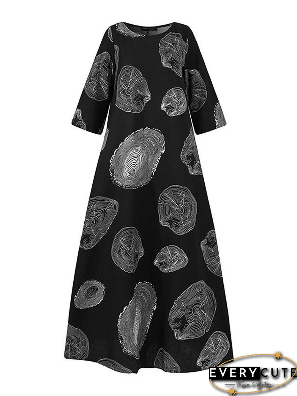 Women's Shift Dress Maxi long Dress 3/4 Length Sleeve Solid Color Geometric Print Summer Hot Casual White Black Red Yellow M L XL XXL 3XL 4XL 5XL White Dresses