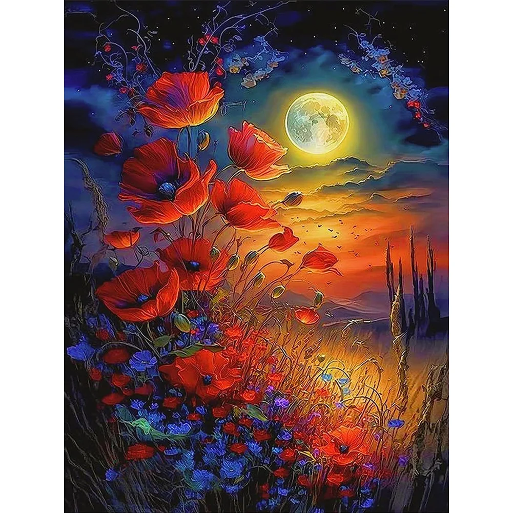 2pcs Diamond Painting - Full Round Drill - Poppy(Canvas|30*40cm)