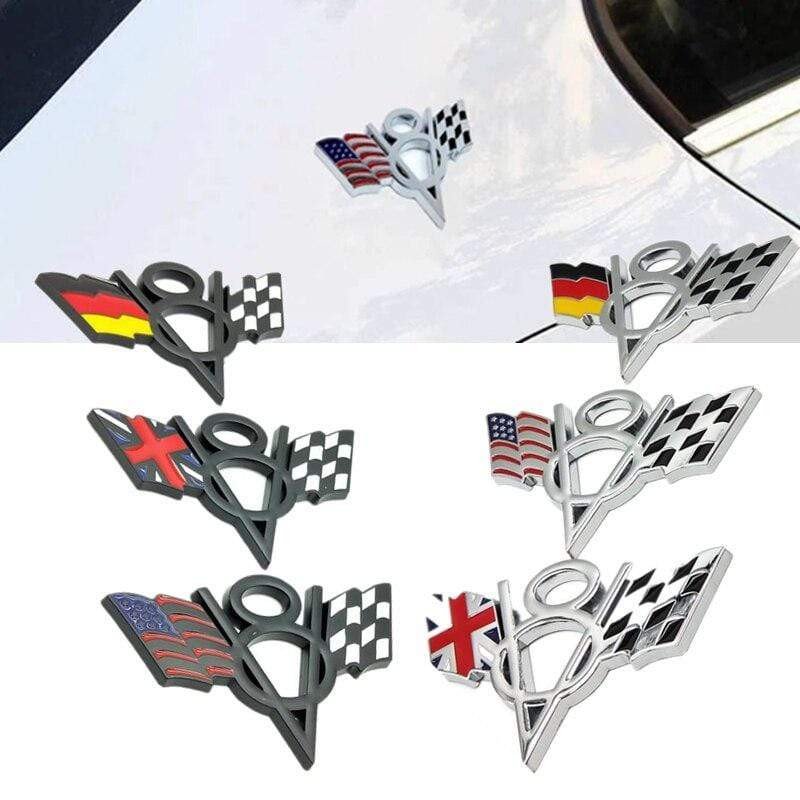 3D Metal V8 USA Germany UK Flag Car Sticker Emblem Badge for Chevrolet Lacetti Aveo Cobalt Cruze Malibu Trax Camaro Car Styling  dxncar