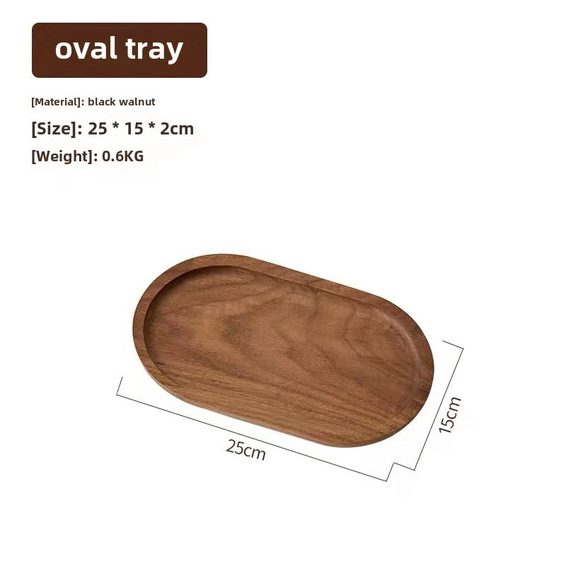 Japanese-style Oval Wooden Tray Solid Wood Rectangular Plate Black Walnut Afternoon Tea Coffee Tray Exquisite Small Tray