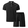 Men's Casual Jacquard Short-Sleeve Polo Shirt & Shorts Two-Piece Set by Inlyline