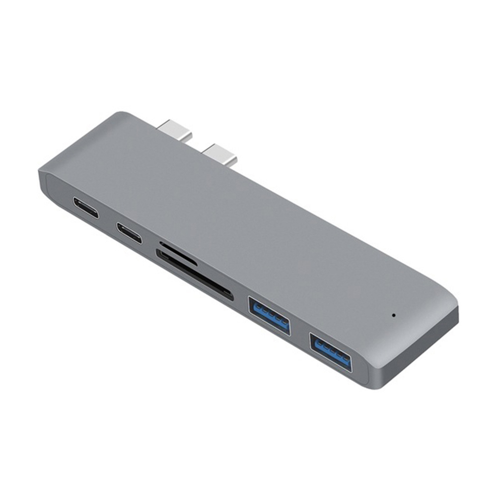 

Dual Type-C Hub 2 Ports USB 3.0 TF Card Reader Adapter for MacBook Pro Air, Grey, 501 Original