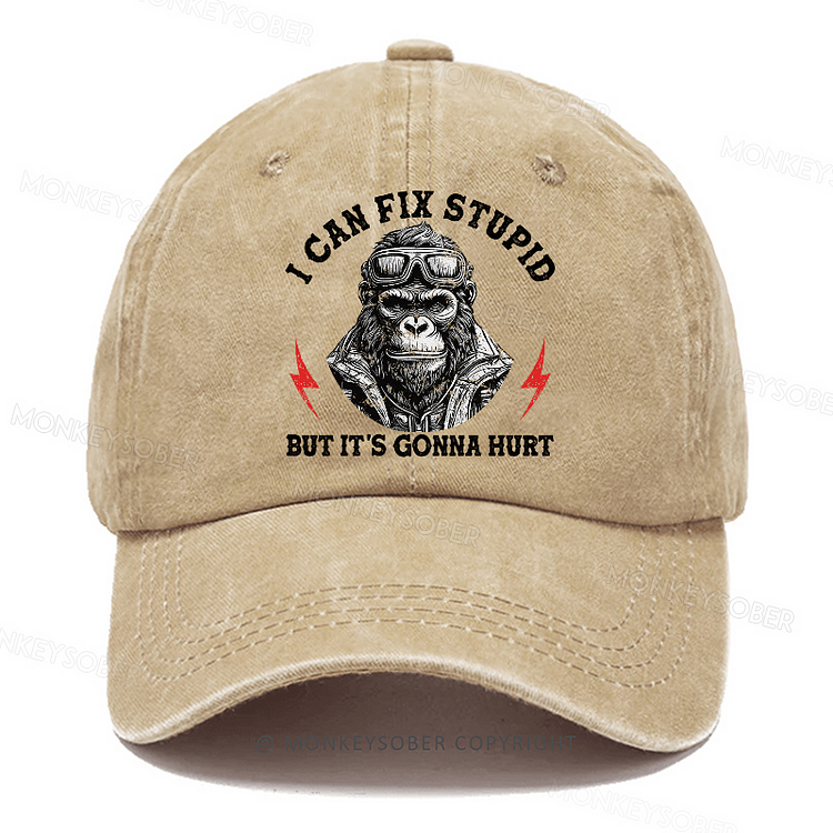Personalized "I Can Fix Stupid But It's Gonna Hurt" Custom Washed Baseball Caps