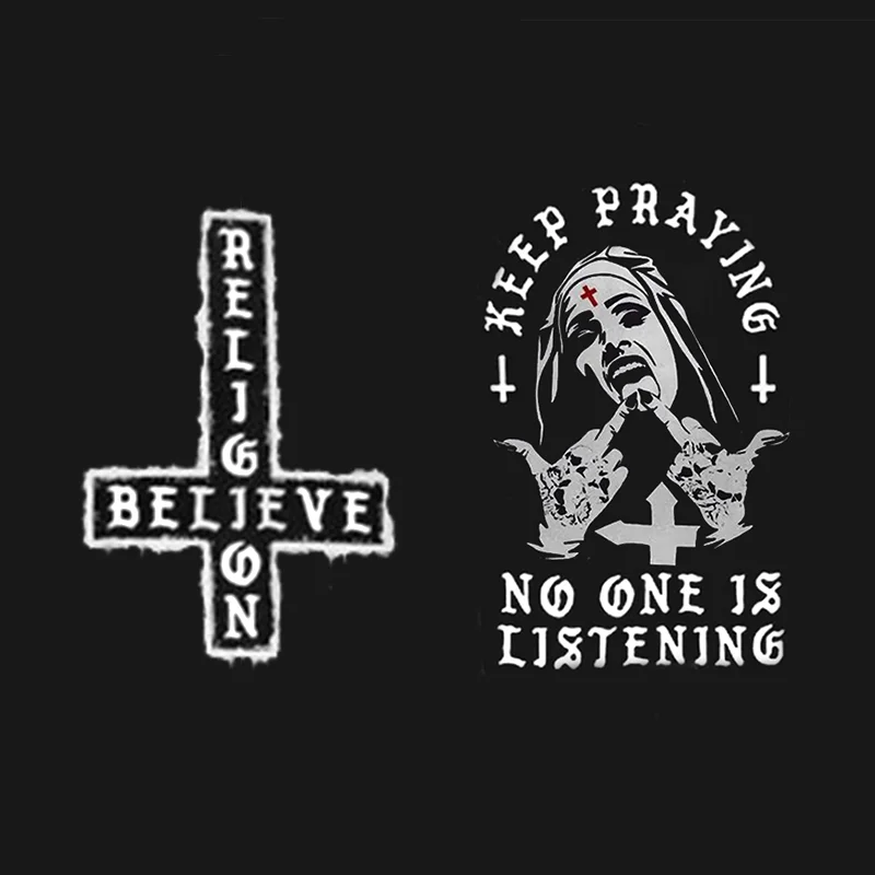 Motosunny Keep Praying No One Is Listening Nun Graphic Black Print T Shirt