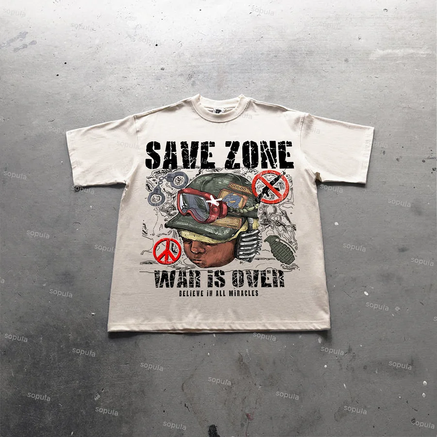 Sopula War Is Over Flame Boy Graphic Print Cotton T-Shirt
