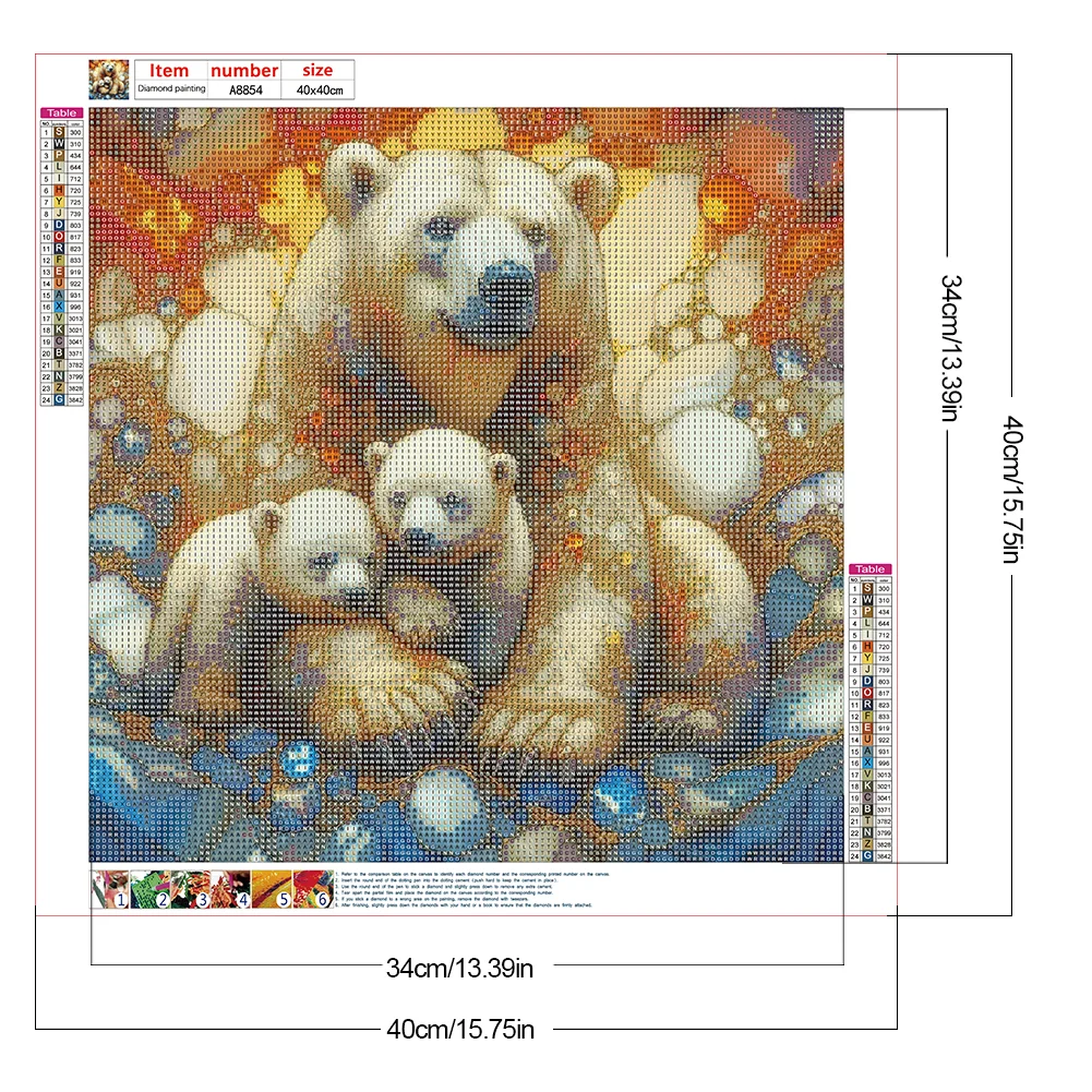 Diamond Painting - Full Round Drill - Polar Bear Family(Canvas|40*40cm)