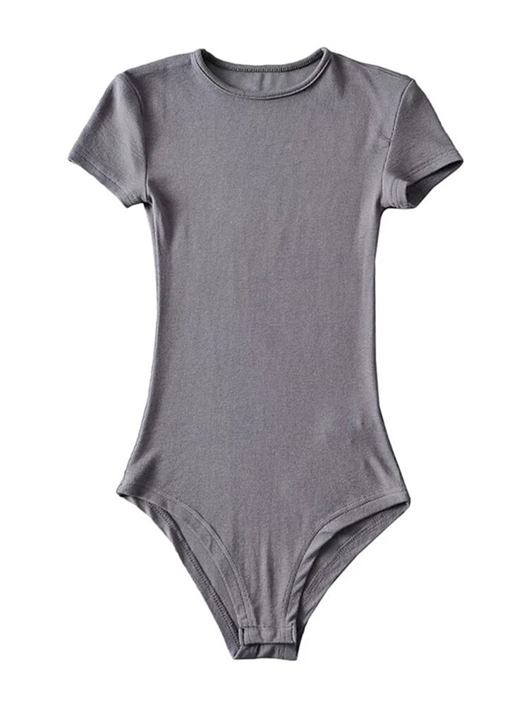 Summer Sexy Women Slim Short-Sleeve O-neck Tops Bodysuits Female Rompers Streetwear Jumpsuits