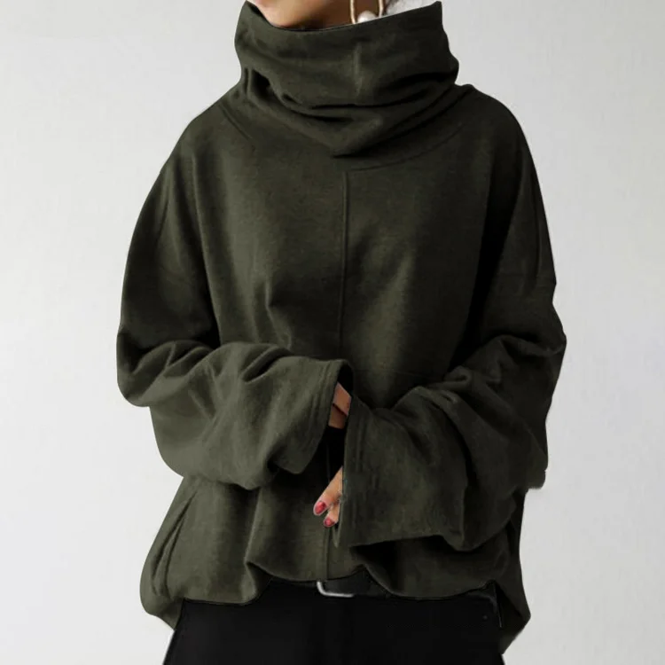 Casual Turtleneck Solid Color Long Sleeve Sweatshirt