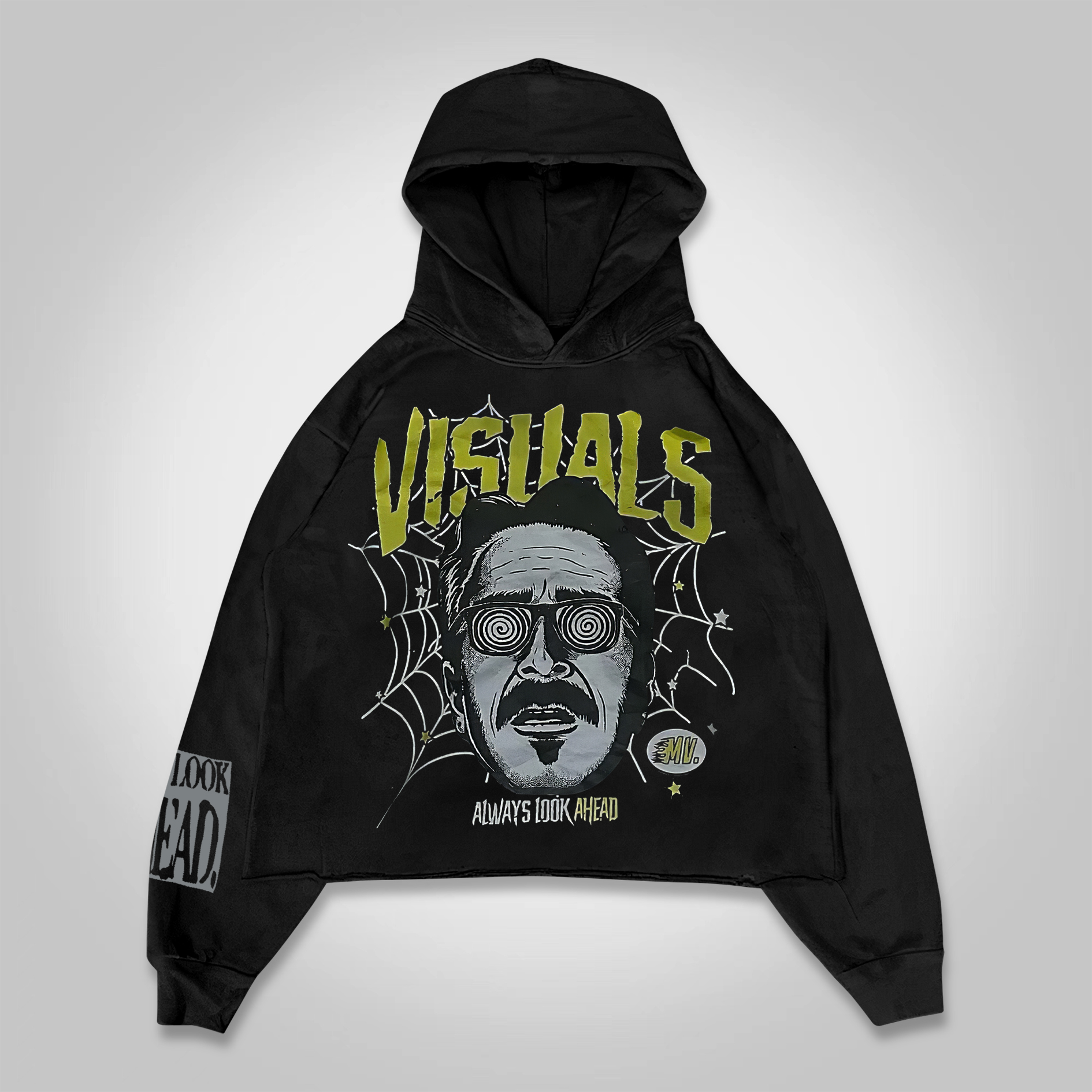 Sopula Visual Portrait Graphic Print Cropped Hoodie - SOPULA