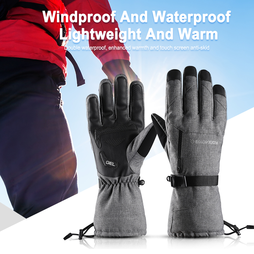 

1 Pair Men Women Winter Warm Windproof Skiing Gloves Adult Windproof Mitten, Grey, 501 Original