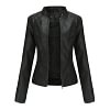 Slim-fit Stand-collar Leather Jacket Woman Biker Jacket