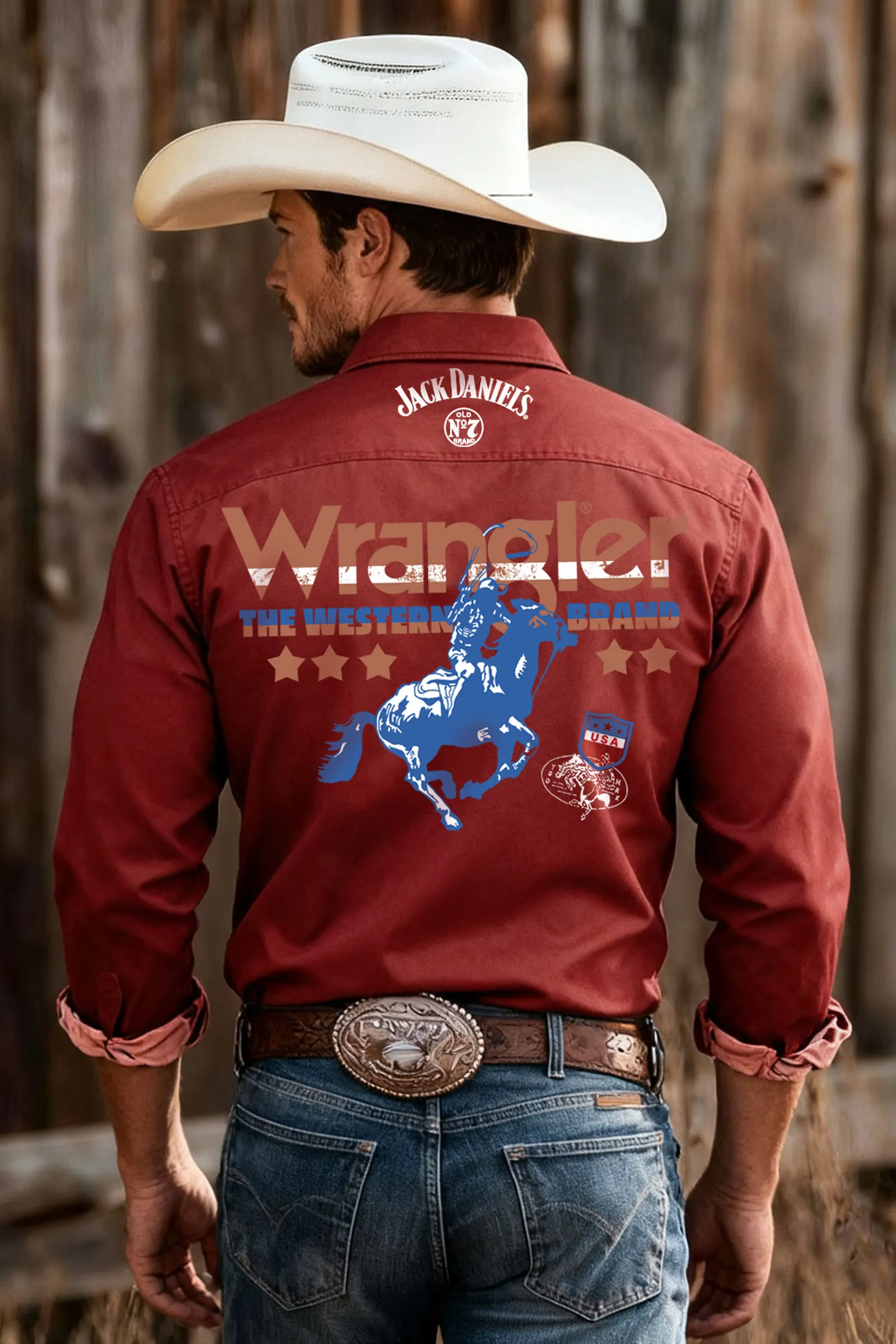 Western-Style Long Sleeve Shirt With Bold And Horse Graphic Design