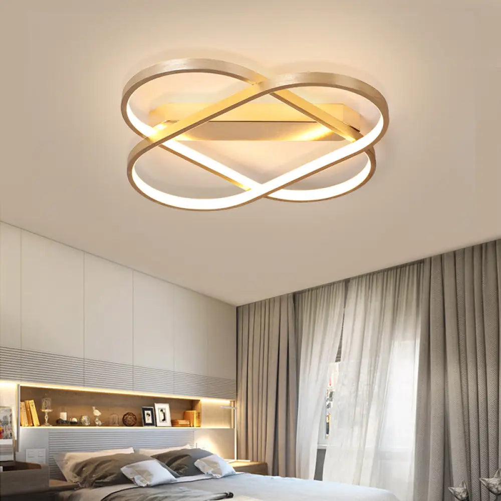 Contemporary Gold Oval Led Ceiling Light For Bedroom - Warm/White 19.5&rsquo;/23.5&rsquo; Wide / 19.5&rsquo; White