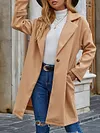 Fashion Solid Color Buttoned Notched Collar Long Sleeves Woolen Outerwear