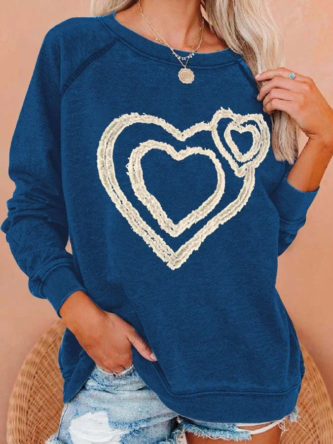 Women's Heart Print Sweatshirt