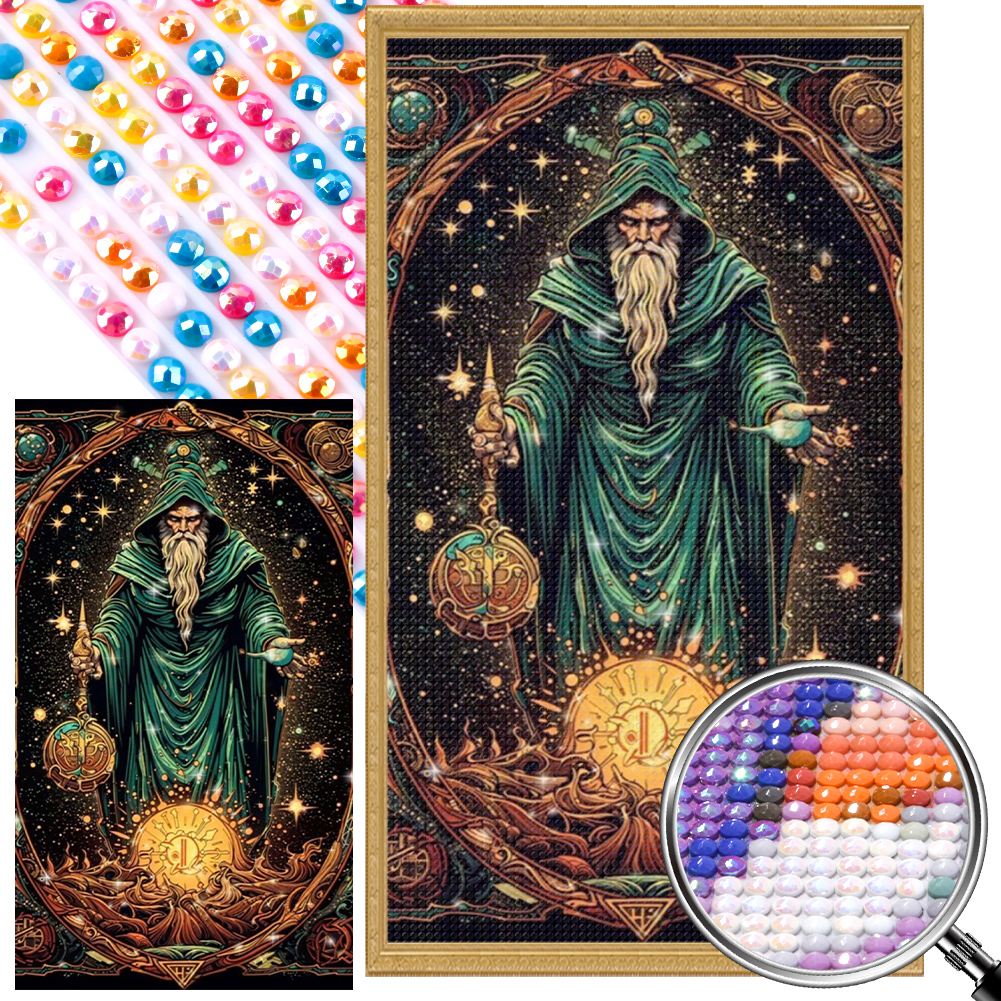 Old Wizard 40*70cm(picture) full round drill diamond painting with 3 to 5 colors of AB drills
