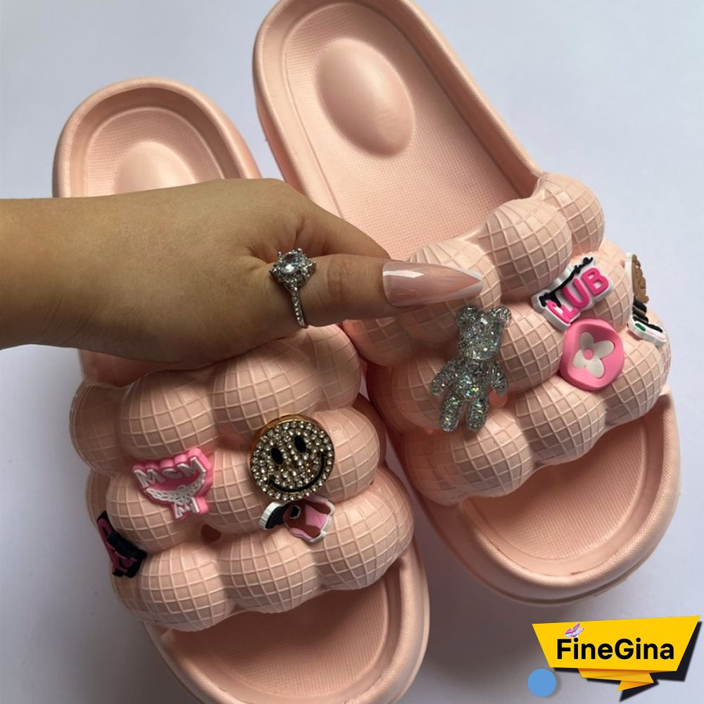 Cream White Daily Living Patchwork Round Comfortable Shoes