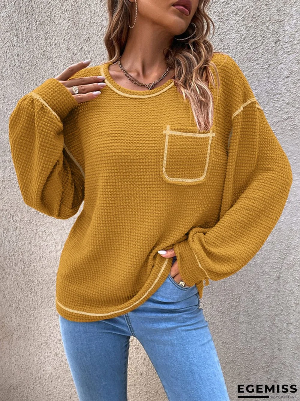 Casual Comfortable Round Neck Loose Versatile Knitting Sweater | EGEMISS
