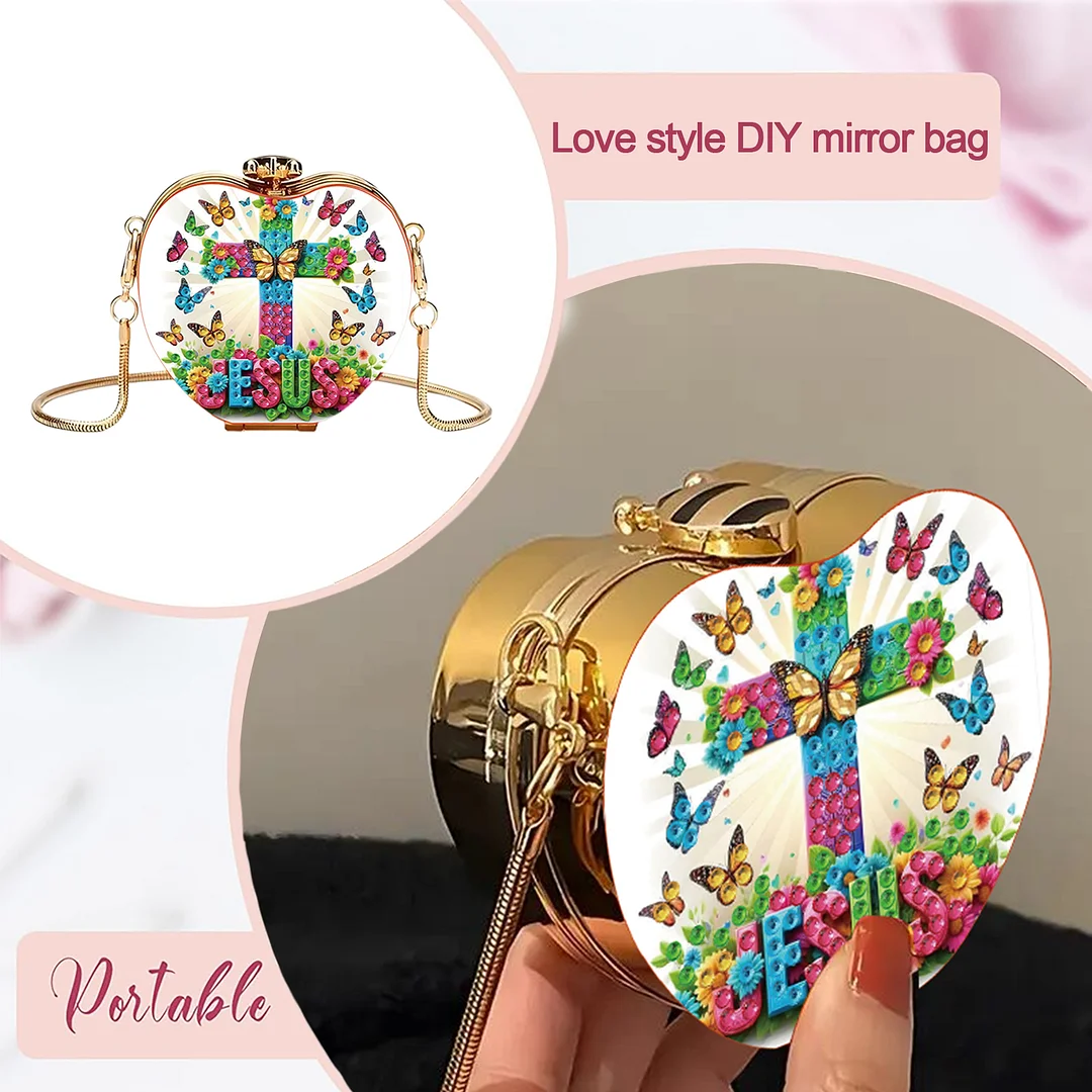 Cross DIY Acrylic Love Art Diamond Painting Coin Purse with Chain for Women Girl
