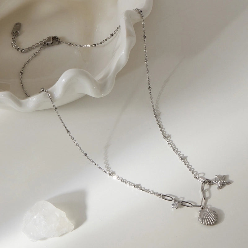 Cute Sweet Minimalist Shell Titanium Steel Pendant Necklace