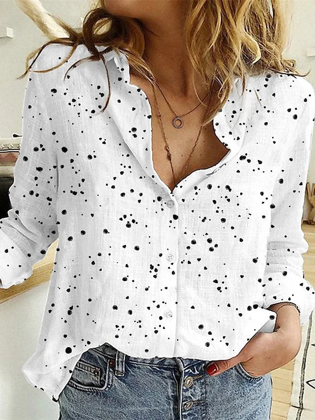 Women's Shirt Polka Dot Print Single Breasted Casual Streetwear Blouse