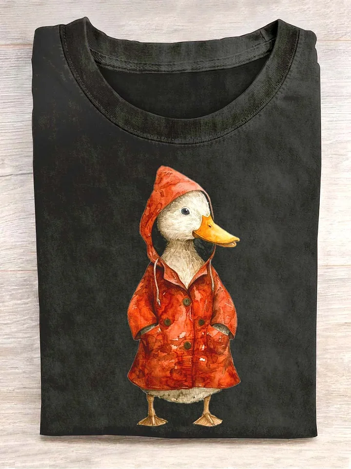 Cute Duck Art Print Casual T-Shirt