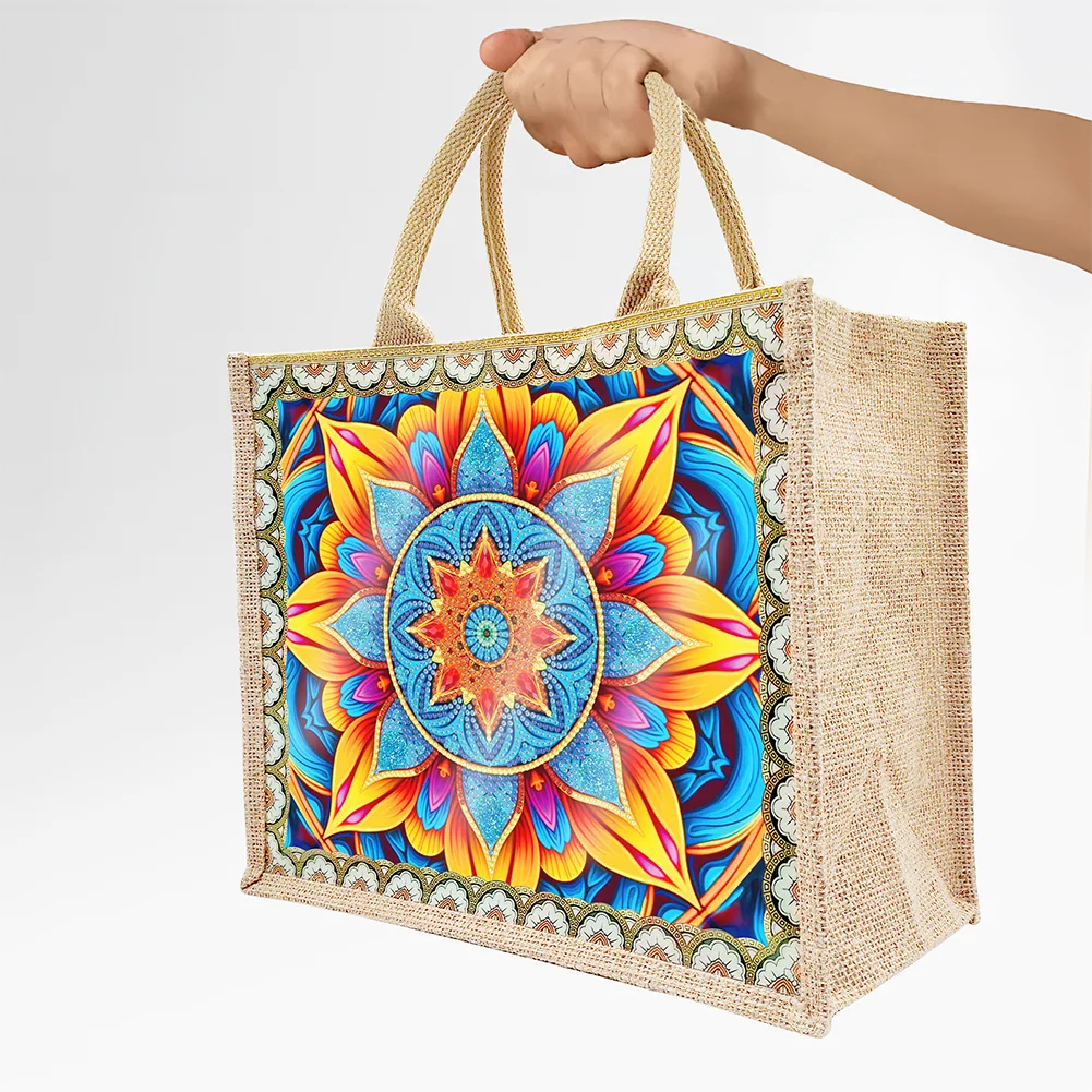 [Upgrade - Waterproof Bag]DIY Mandala Diamond Painting Tote Bag Replaceable Canvas for Women Adults