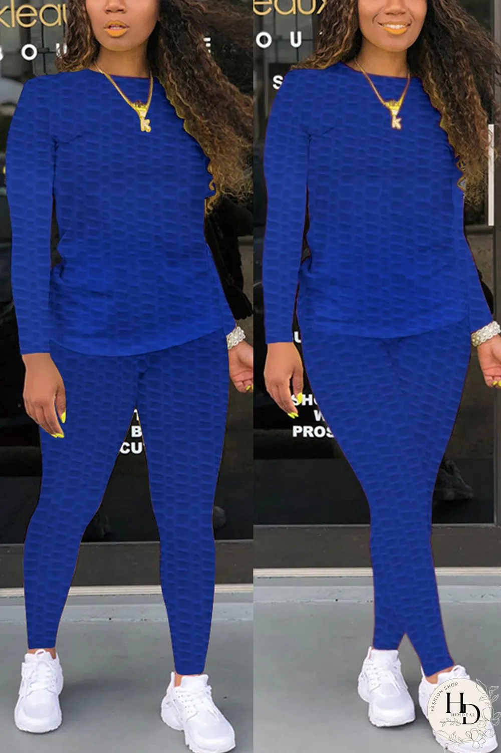 White Fashion Casual Solid Zipper Basic O Neck Long Sleeve Two Pieces