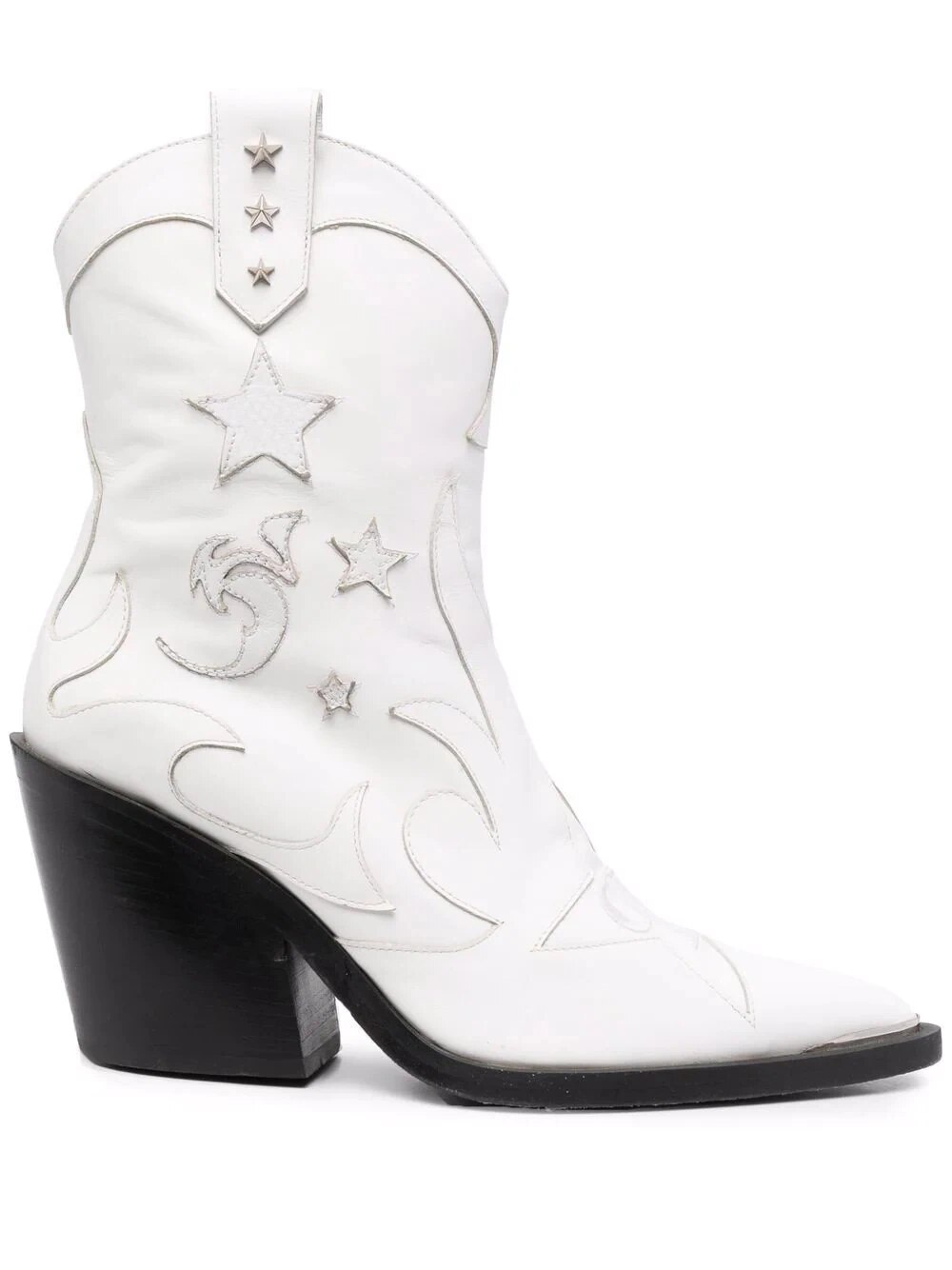 VCSHOES Woman Western Cowboy Boots Mid-Calf Boots Leather Partchwork Shoes Ladies Pointed Toe Women's Metal Heels High Heel Boots