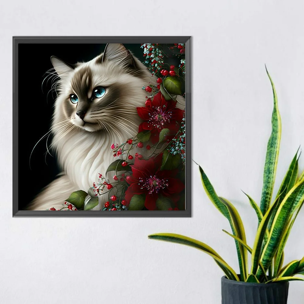 Diamond Painting - Full Round Drill - Flower Cat(Canvas|30*30cm)