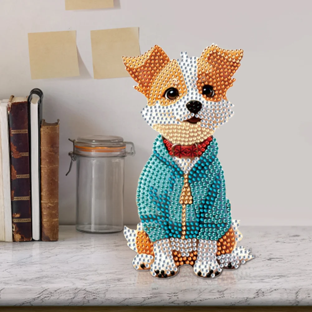 DIY Dog Acrylic Special Shape Diamond Painting Desktop Ornaments for Home Decor(Can Shake Head)