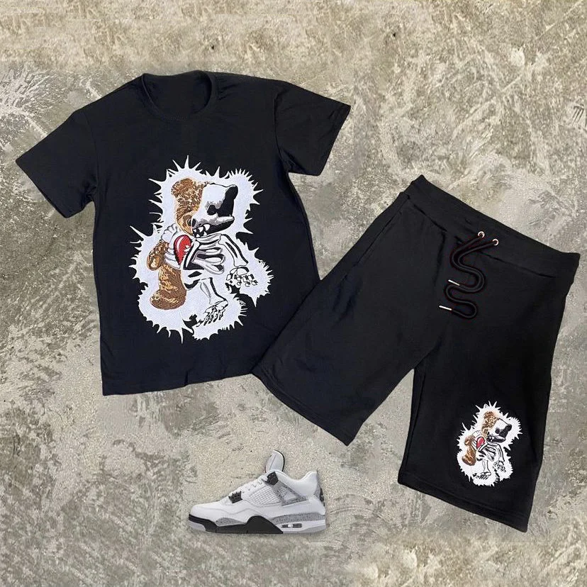 Fashion crew neck t-shirt print tracksuit