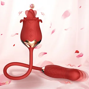 New Rose Tongue-Licking Vibrator with Telescopic Bullet – 10 Frequencies of Vibration and Licking