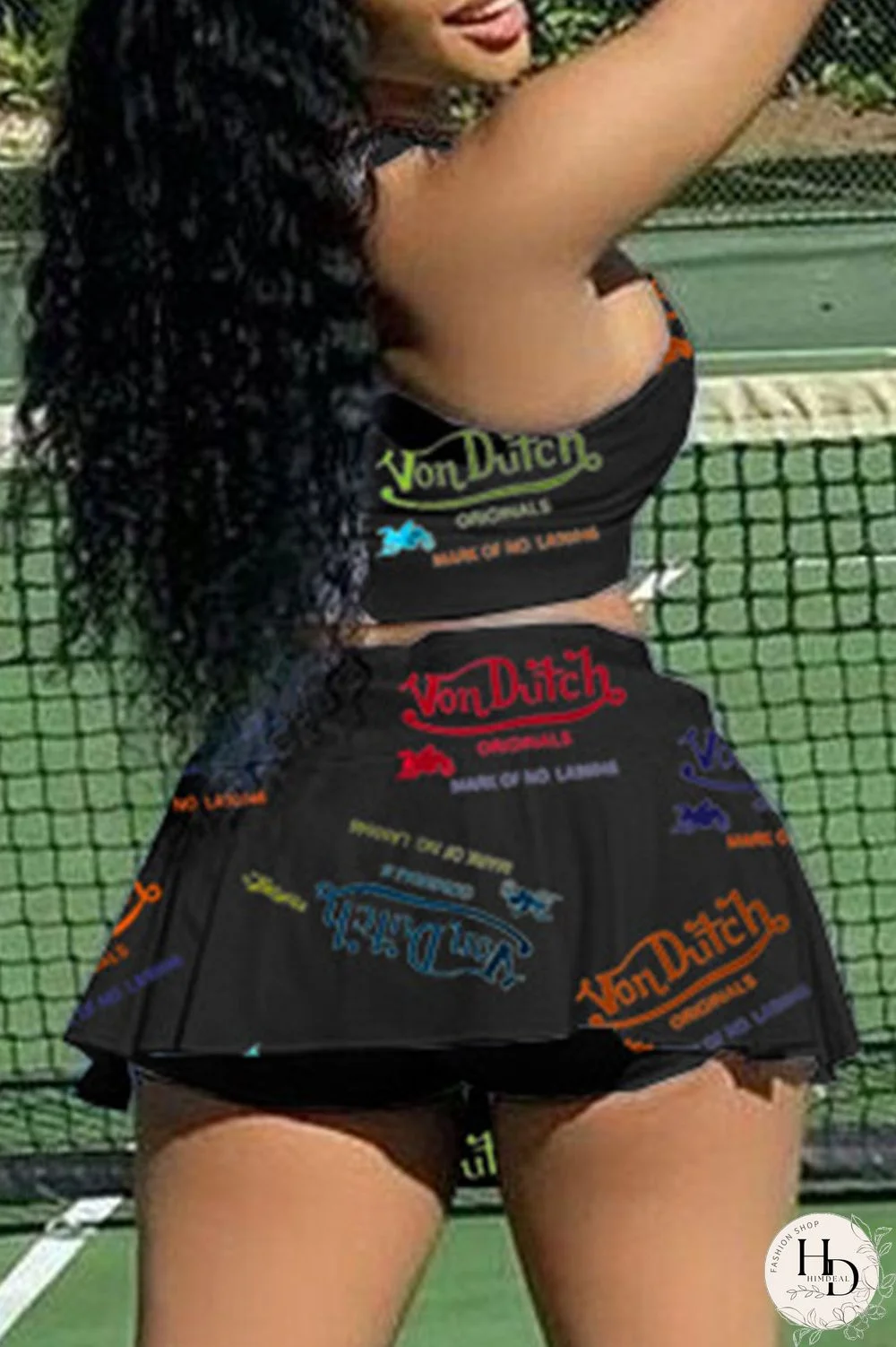 White Casual Letter Print Patchwork U Neck Sleeveless Two Pieces