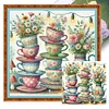 Teacups And Vases-11CT Stamped Cross Stitch 45*45cm/17.72*17.72in tapestrymarket