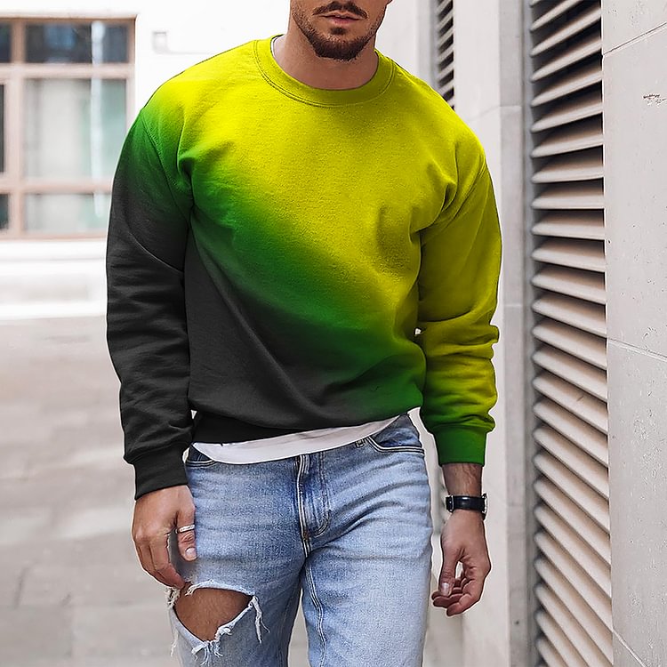 BrosWear Men's Gradient Crewneck Casual Sweatshirt