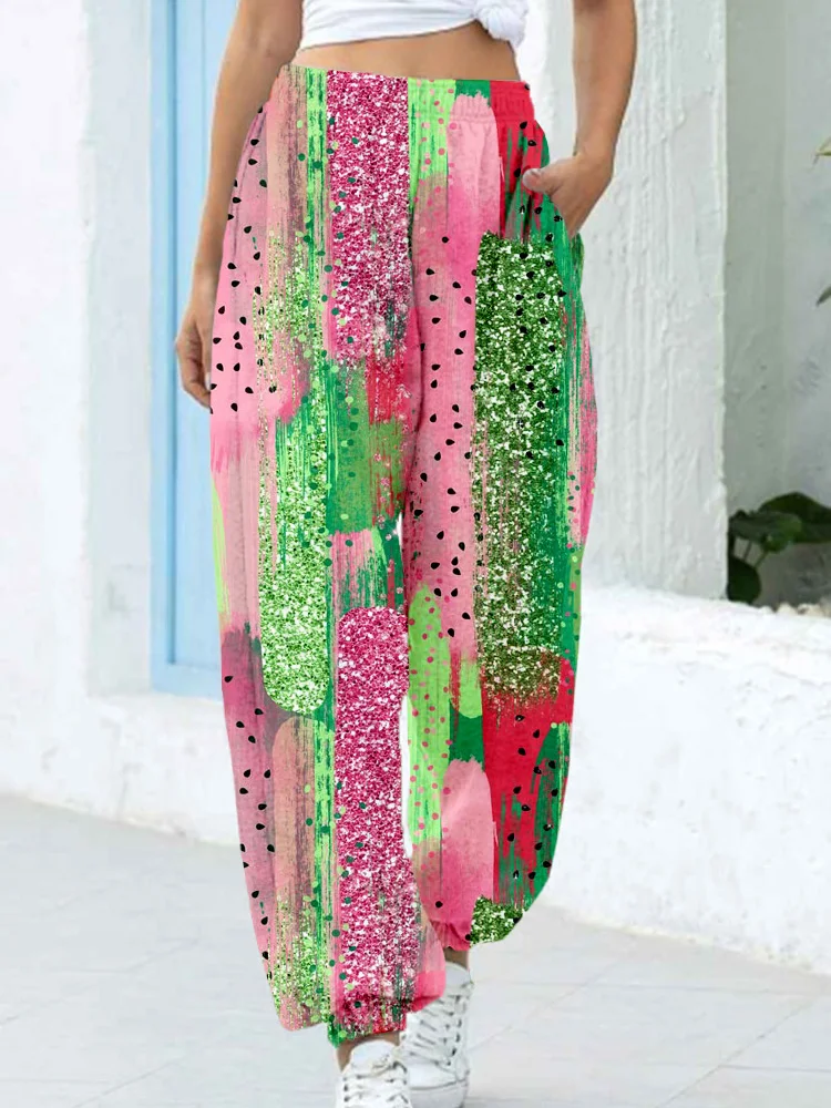 Watermelon Inspired Sequin Pattern Comfy Sweatpants