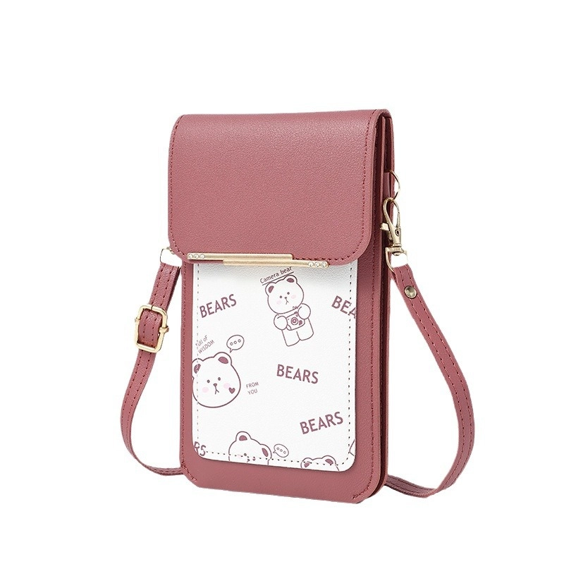 Women’s PVC Solid Color Elegant Streetwear Square Buckle Phone Wallets