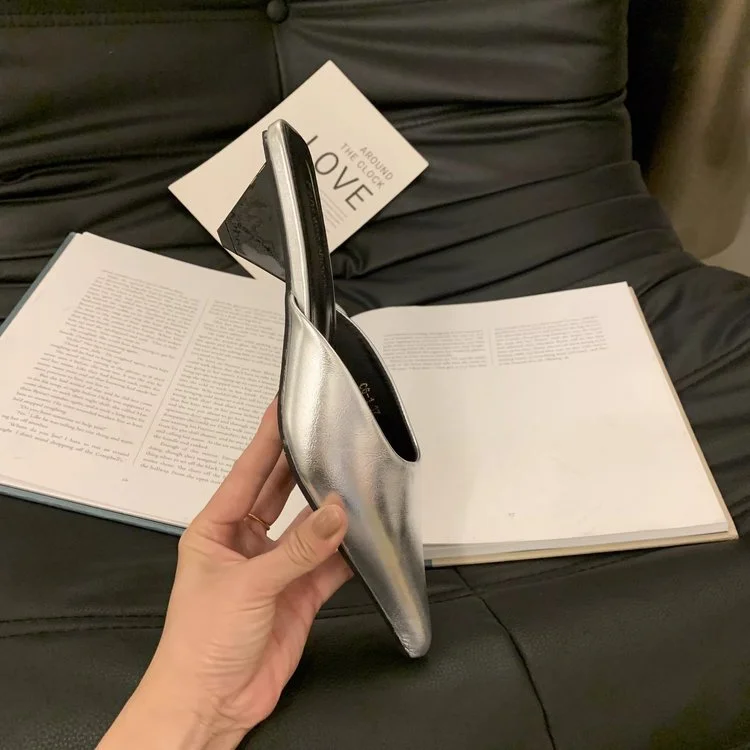 Yyvonne Drag Slippers Low And Back Half-Drag 2025 Summer New Baotou Cat With Casual Leopard-Print Cold Slippers