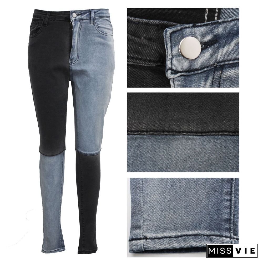 Autumn Fashion Women Clothing High Waist Streetwear Vintage Patchwork Plus Size Pencil Jeans