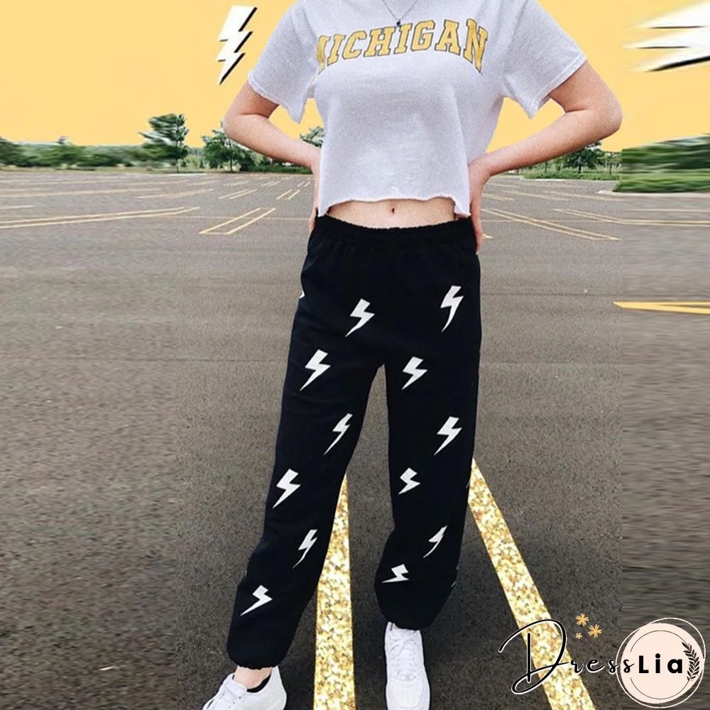 Fashion Casual Lightning Print Sweatpants