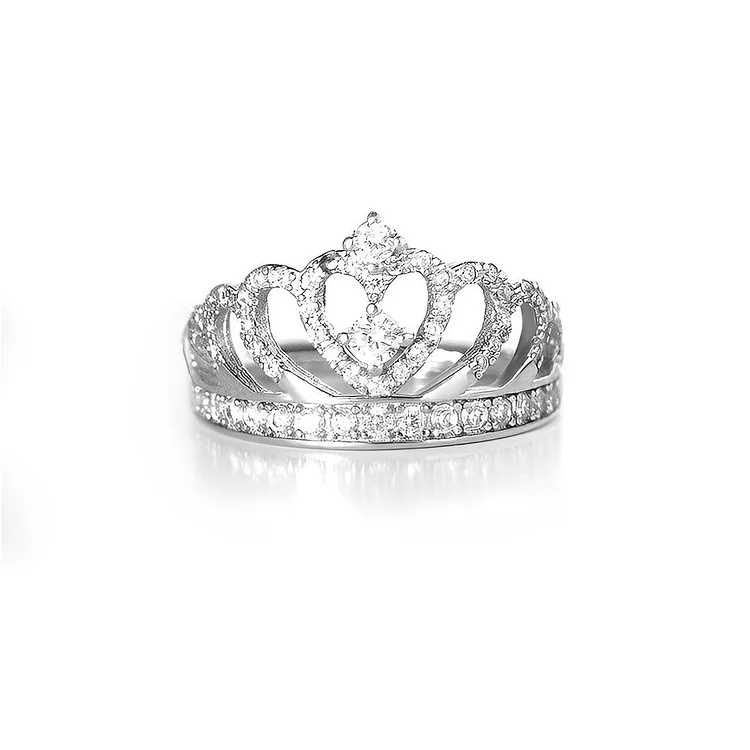 For Daughter - S925 When Life Tries to Knock You Down Remember Whose Daughter You are Crown Ring